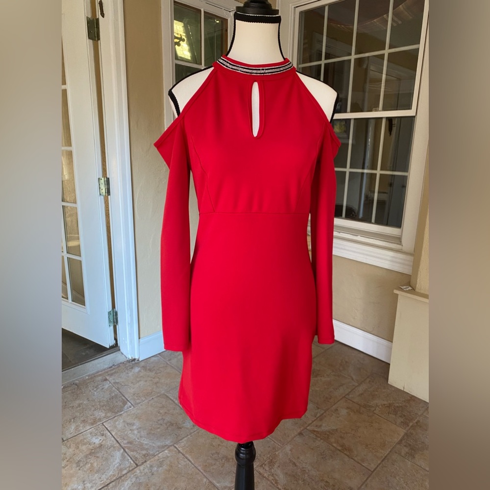Red midi dress